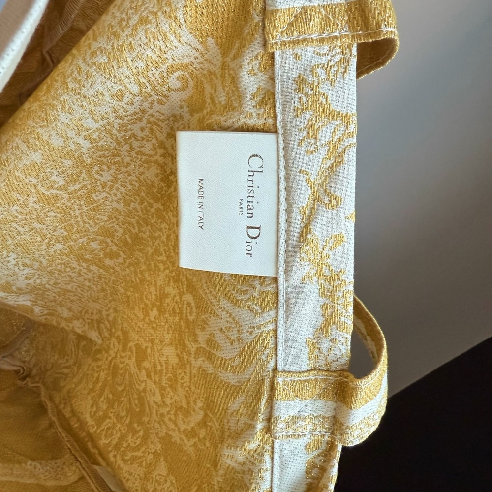 Christian Dior Gold Metallic Cream Embroidered Logo Tote Bag VIP Gift - Picture 7 of 11